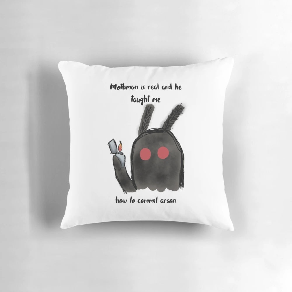 Mothman Cryptid Pillow - Paranormal Pillow with Mothman Cryptid Artwork
