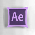 Decorative pillow featuring a stylized After Effects icon design for video editors and motion graphics artists