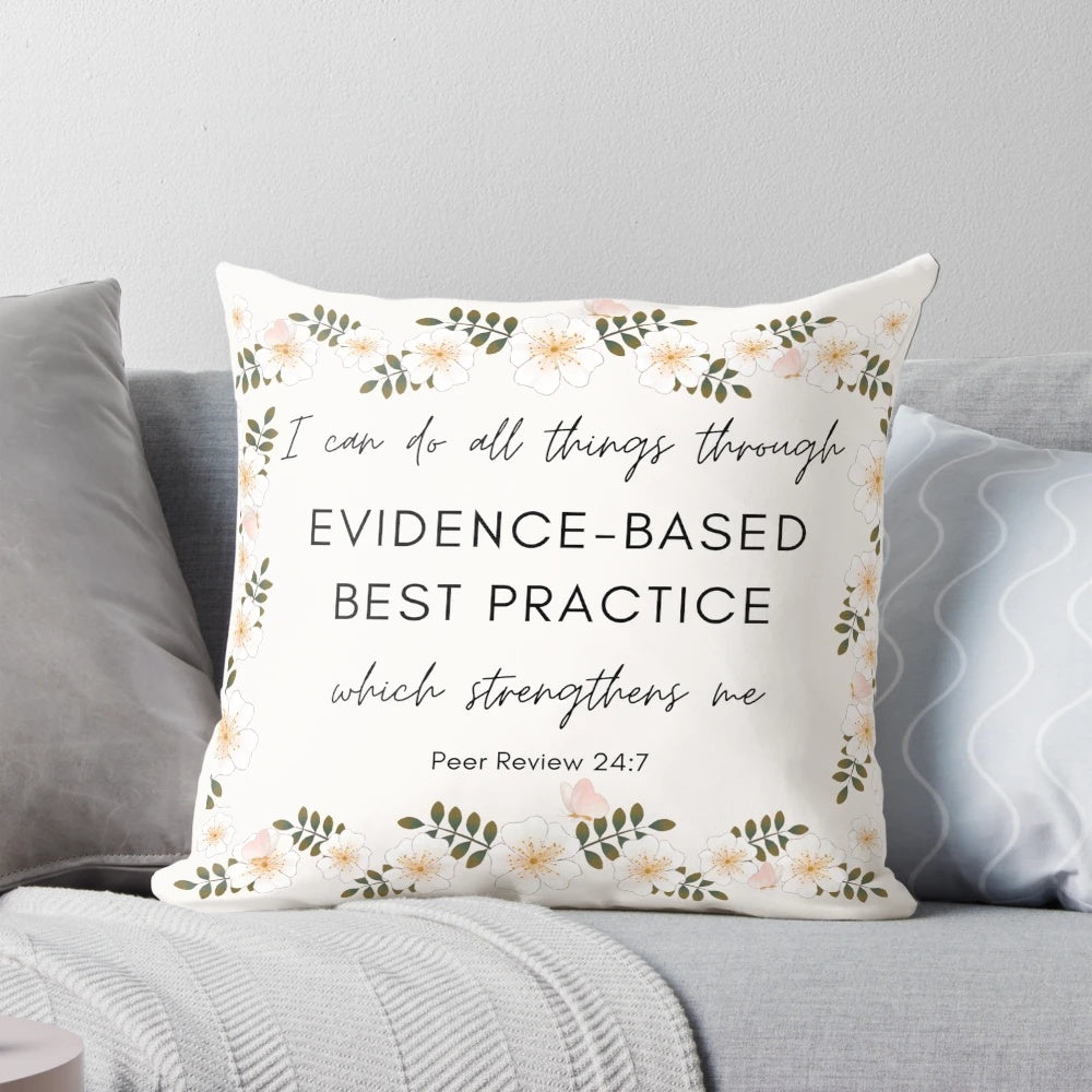 Inspirational pillow with bible verse and evidence-based design