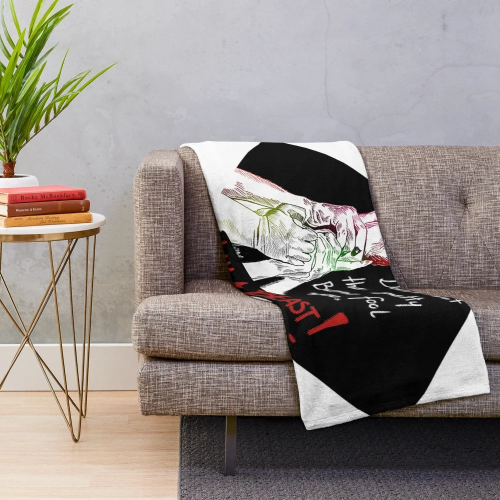 Plush blanket with text "I AM A BEAST" for allstar cheerleaders