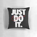 Just Do It" Nike-inspired sports-themed decorative pillow with bold lettering