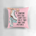 Motivational pillow with the text "Do it Twice" against a colorful abstract background