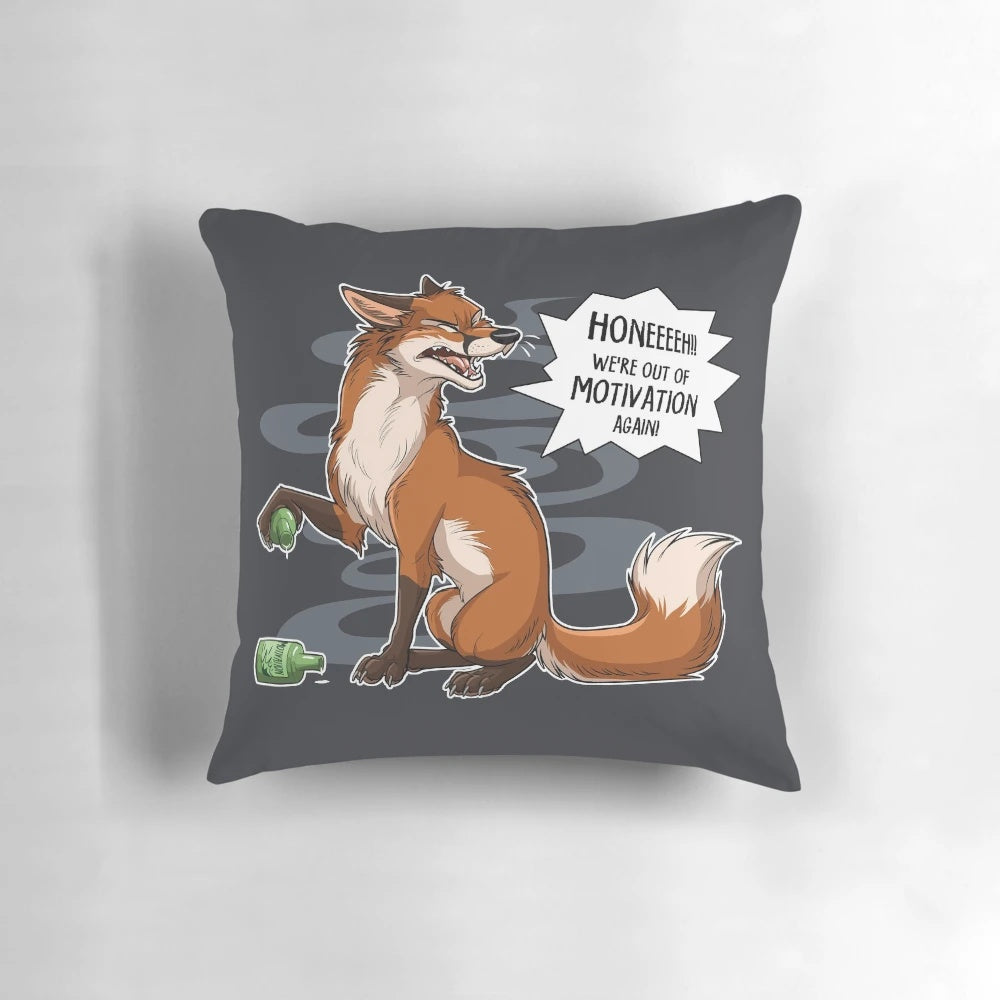 Pillow featuring a colorful swirling fox design, perfect for boosting motivation and energy