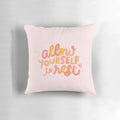 Bright, neon-colored 'Rest Pillow' with inspirational quote for home and bedroom decor