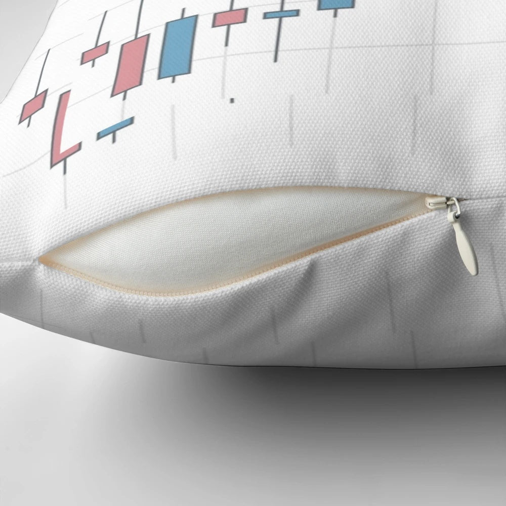 Pillow with a stock market, motivation, and funny design