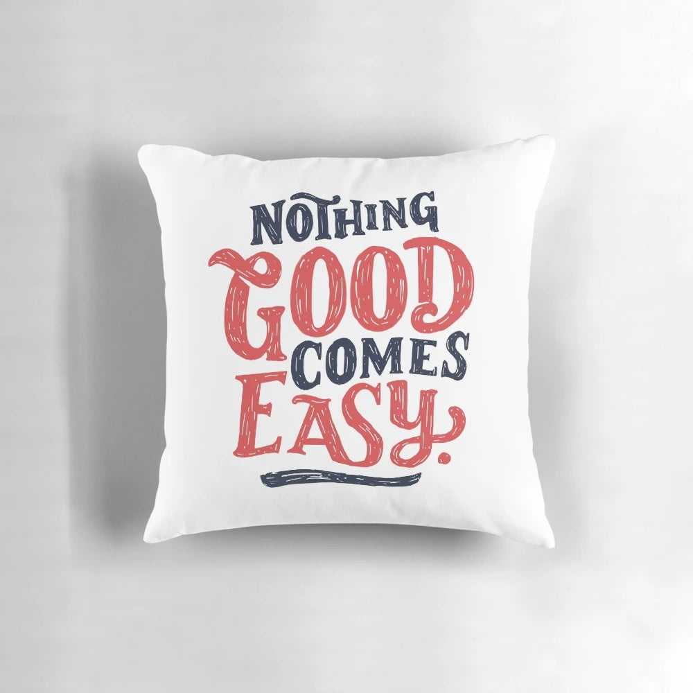 Motivational typography design pillow with inspirational lettering about hard work and success