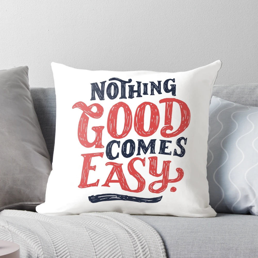 Motivational typography design pillow with inspirational lettering about hard work and success