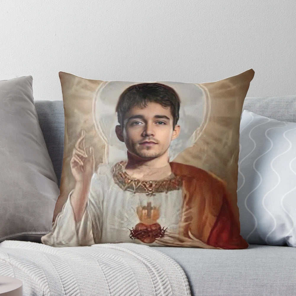 Motorsport-inspired pillow featuring Charles Leclerc, the talented Formula 1 driver