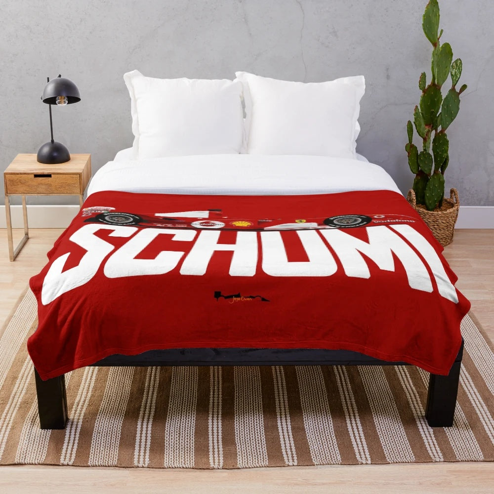 Michael Schumacher F1 racing car inspired plush blanket