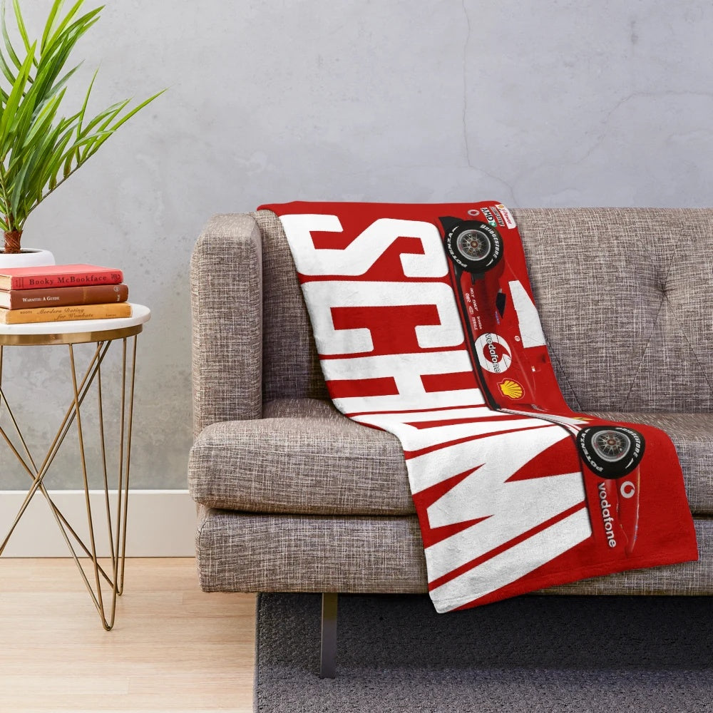 Michael Schumacher F1 racing car inspired plush blanket