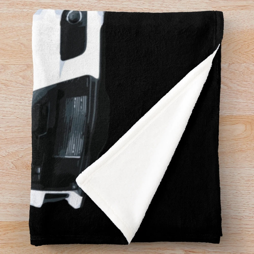 Plush blanket featuring the Evo X Wicked White RPF1 design