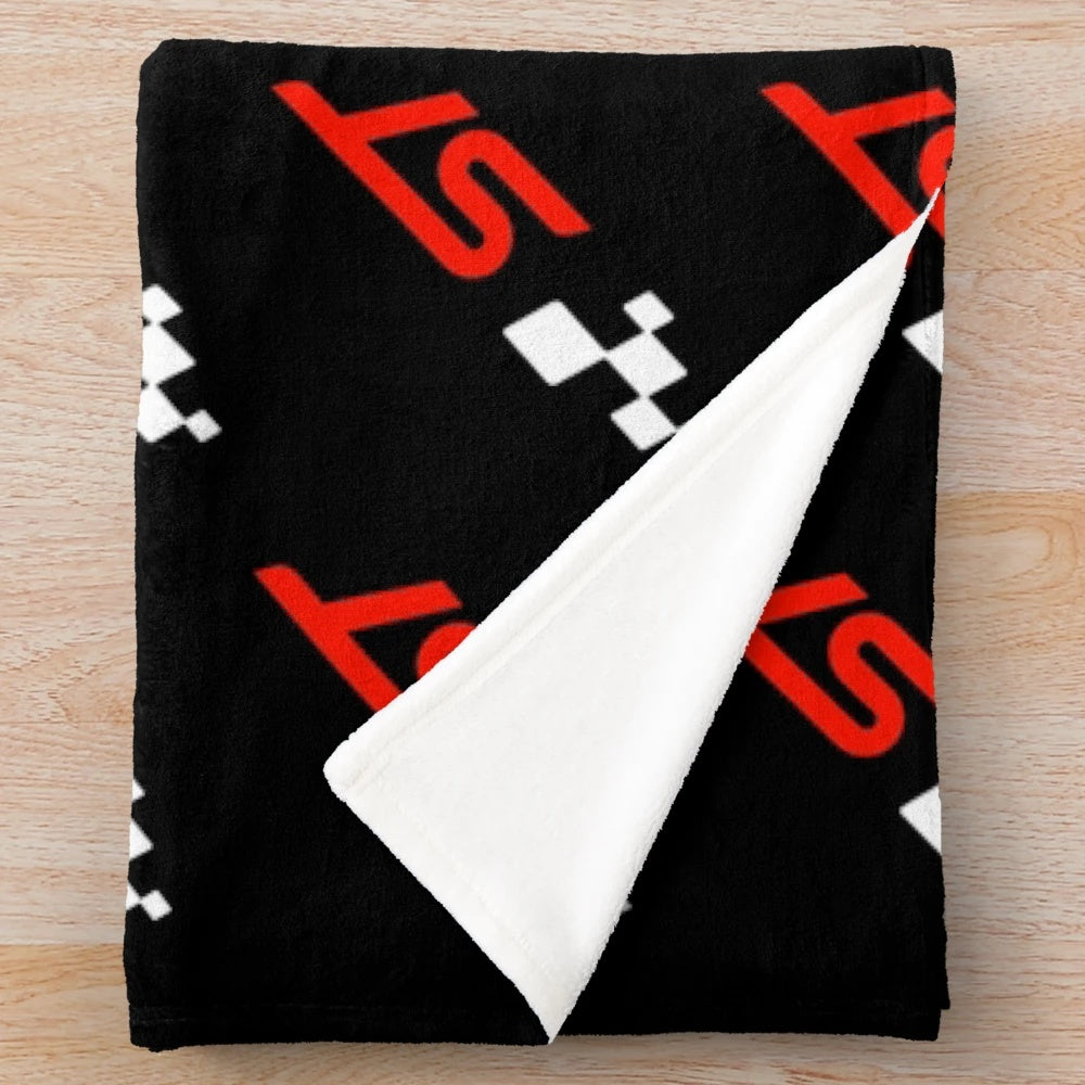 Motorsport-themed plush blanket for Ford Focus ST enthusiasts