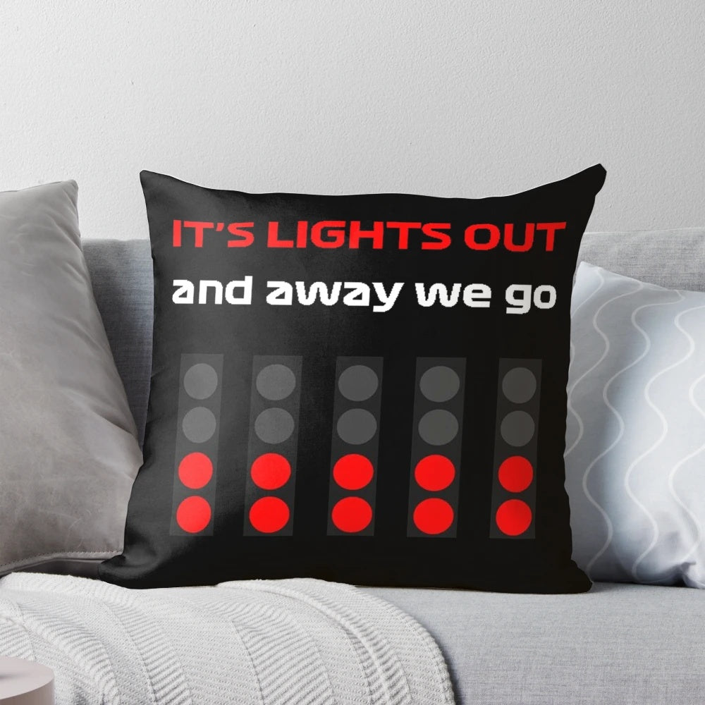 Motorsports enthusiast pillow with images of F1 drivers