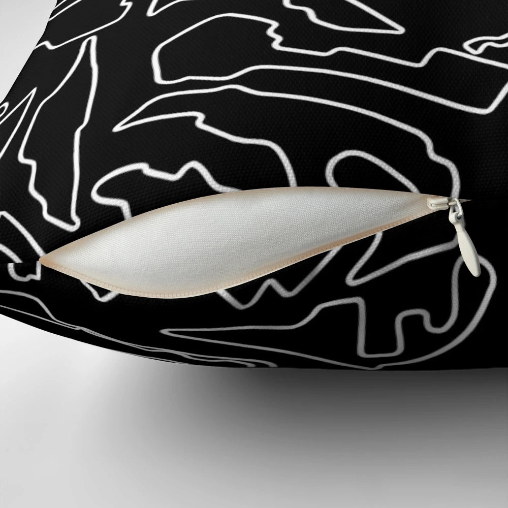 Decorative pillow featuring a design inspired by Formula 1 racing tracks
