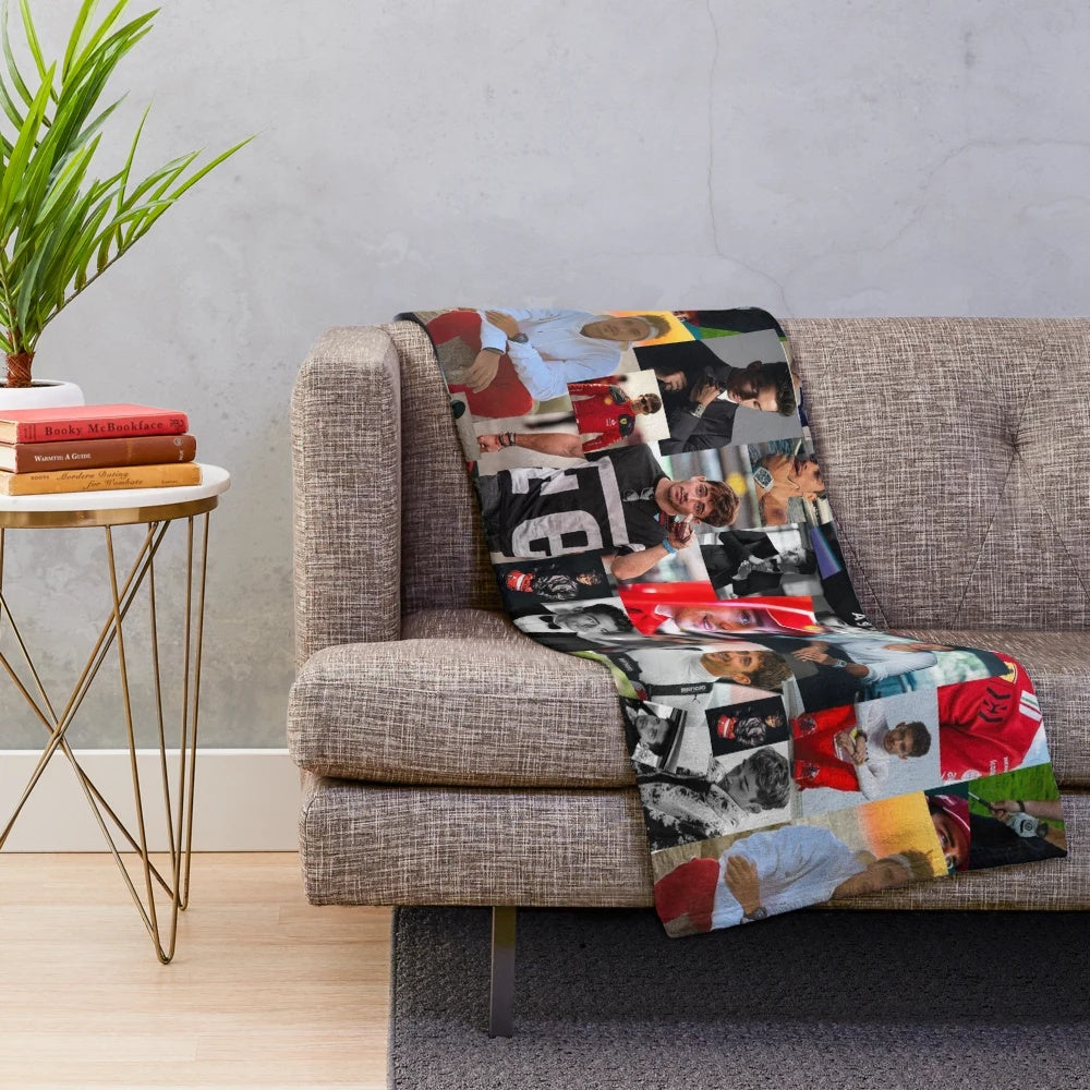 Charles Leclerc Monacan Motorsports Racing Driver Collage Plush Blanket
