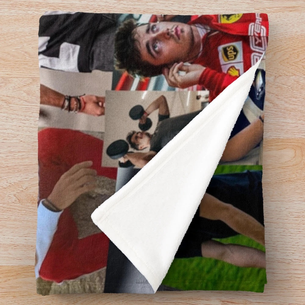 Charles Leclerc Monacan Motorsports Racing Driver Collage Plush Blanket