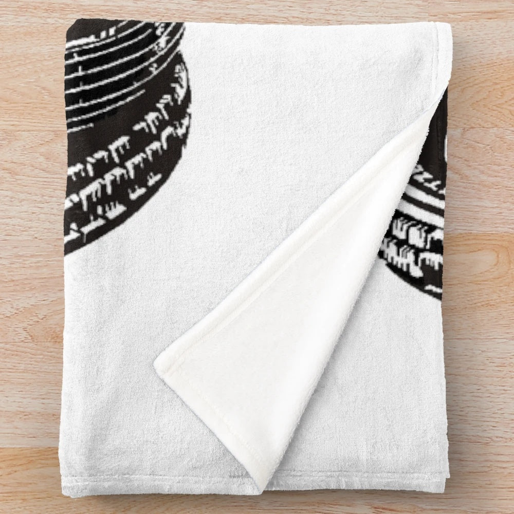 Motorsports-themed plush blanket featuring vintage car, engine, and motorcycle elements