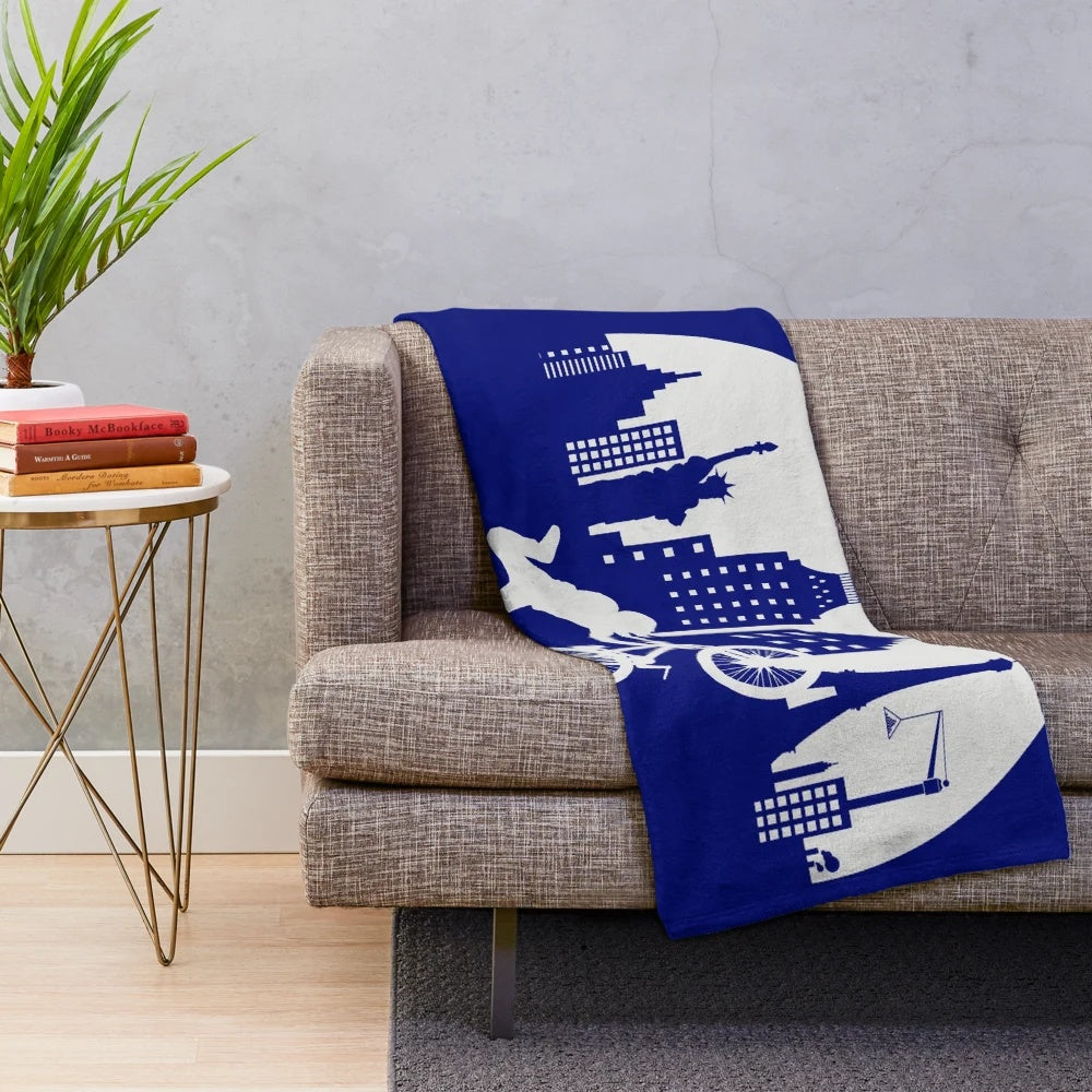 Mountain bike plush blanket with cool, retro design