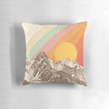 Vibrant mountainscape graphic design on a cozy decorative pillow