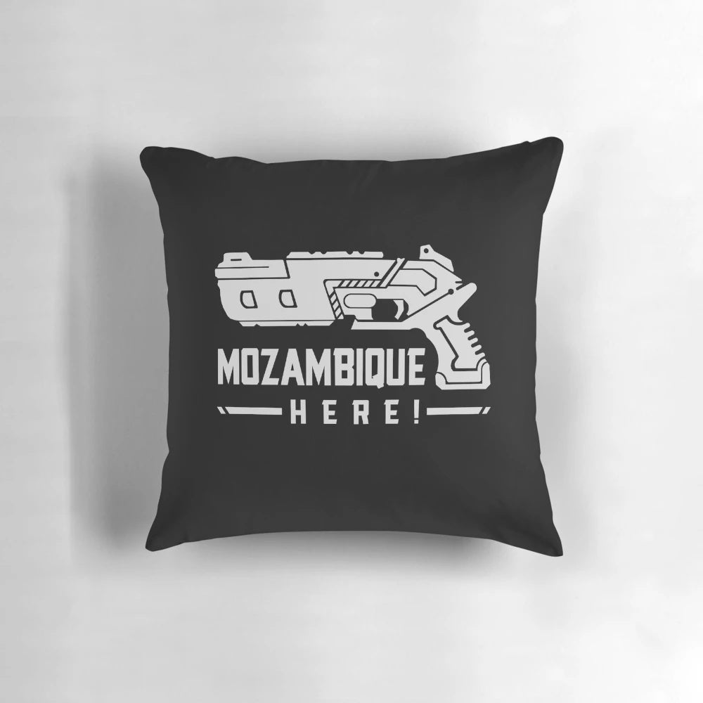 Mozambique-Inspired Pillow, a humorous and gaming-themed home accessory