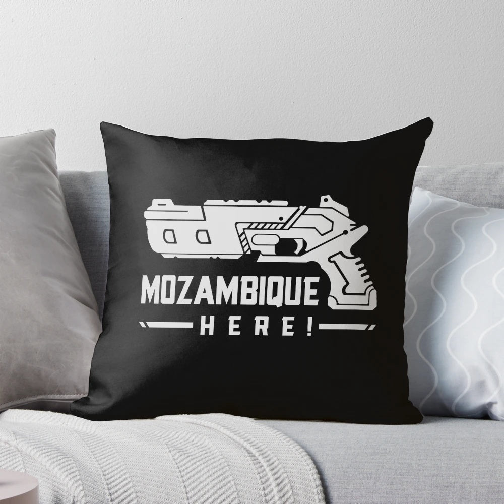 Mozambique-Inspired Pillow, a humorous and gaming-themed home accessory