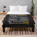 MR2 inspired plush blanket with blueprint design