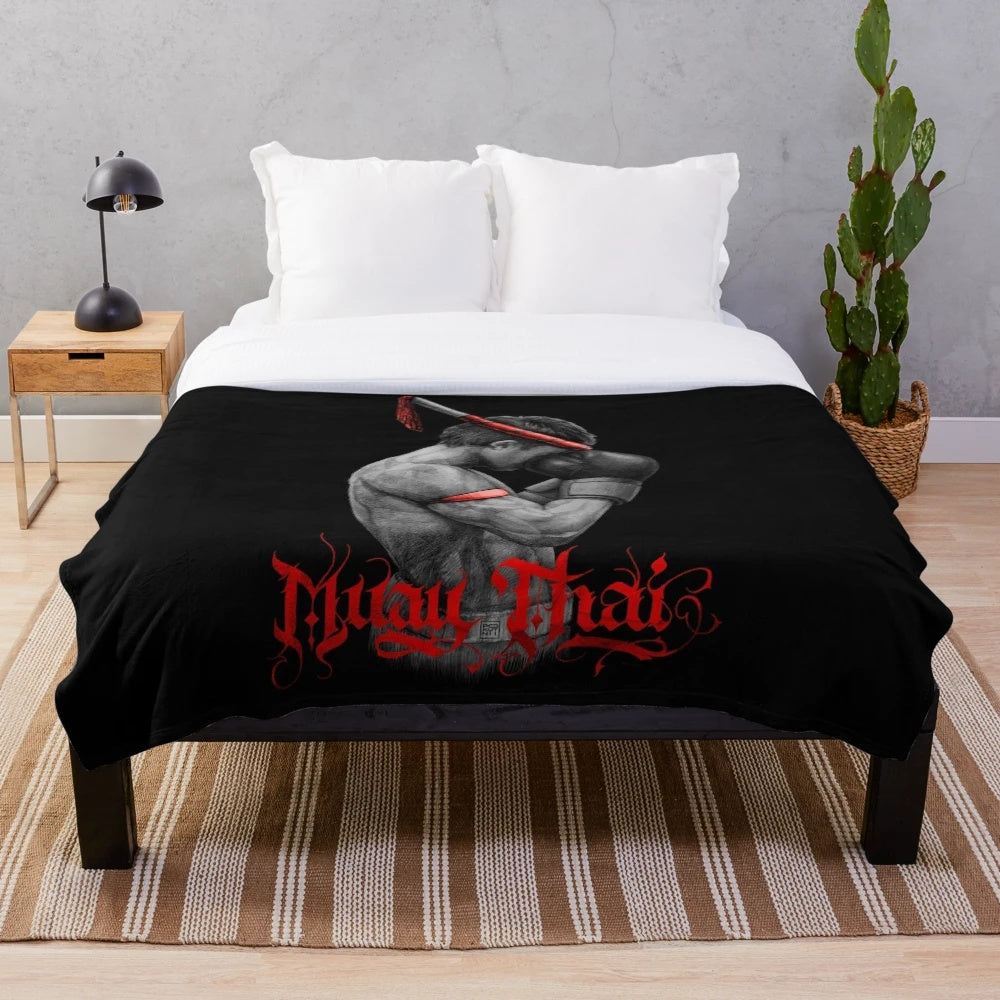 Muay Thai boxing fighter plush blanket