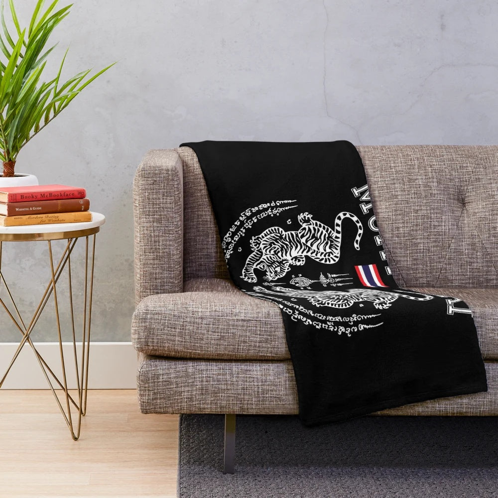 Muay Thai Themed Plush Blanket with Toi Muay Thailand Design