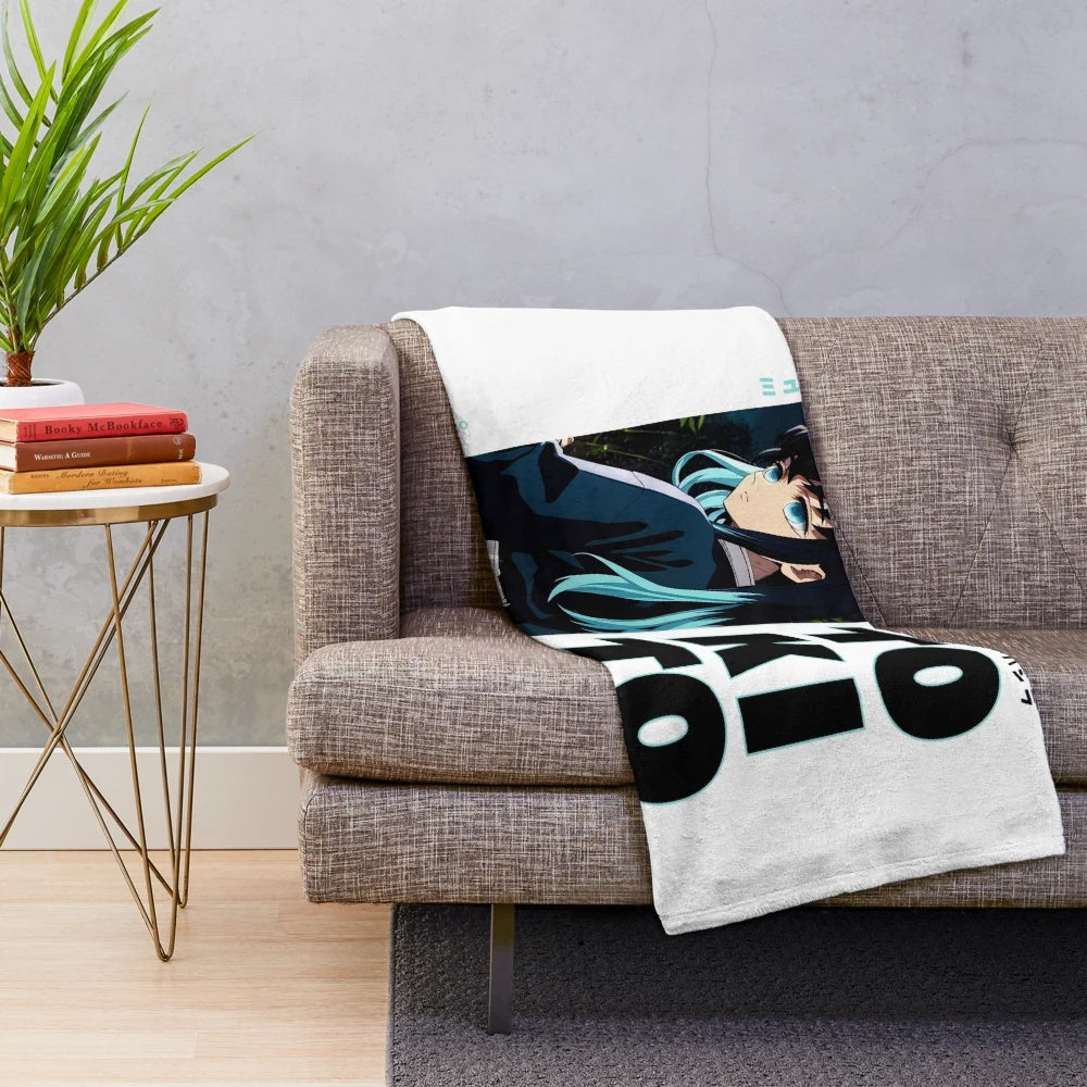 Muichiro Tokito inspired plush blanket with Kimetsu no Yaiba/Demon Slayer design