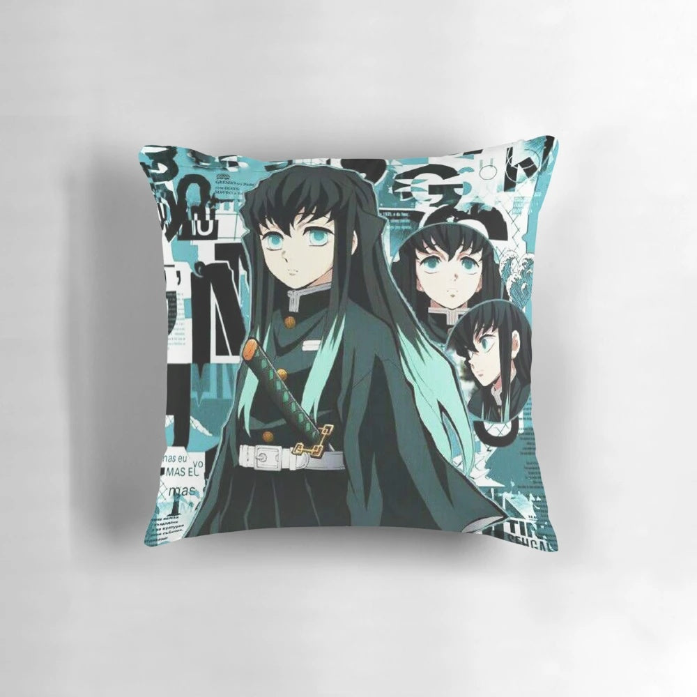 Muichiro Tokitou from Demon Slayer anime character printed on a soft, plush pillow