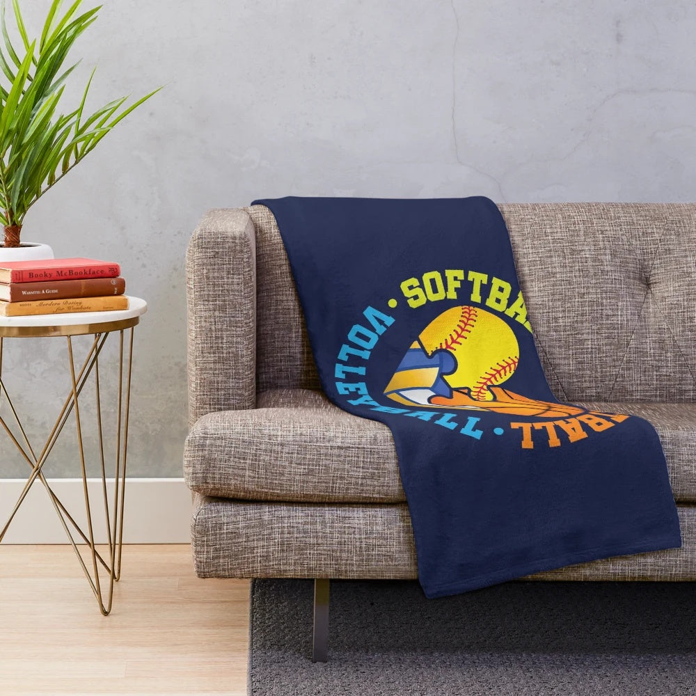 Multi-sport athlete interlocking balls plush blanket