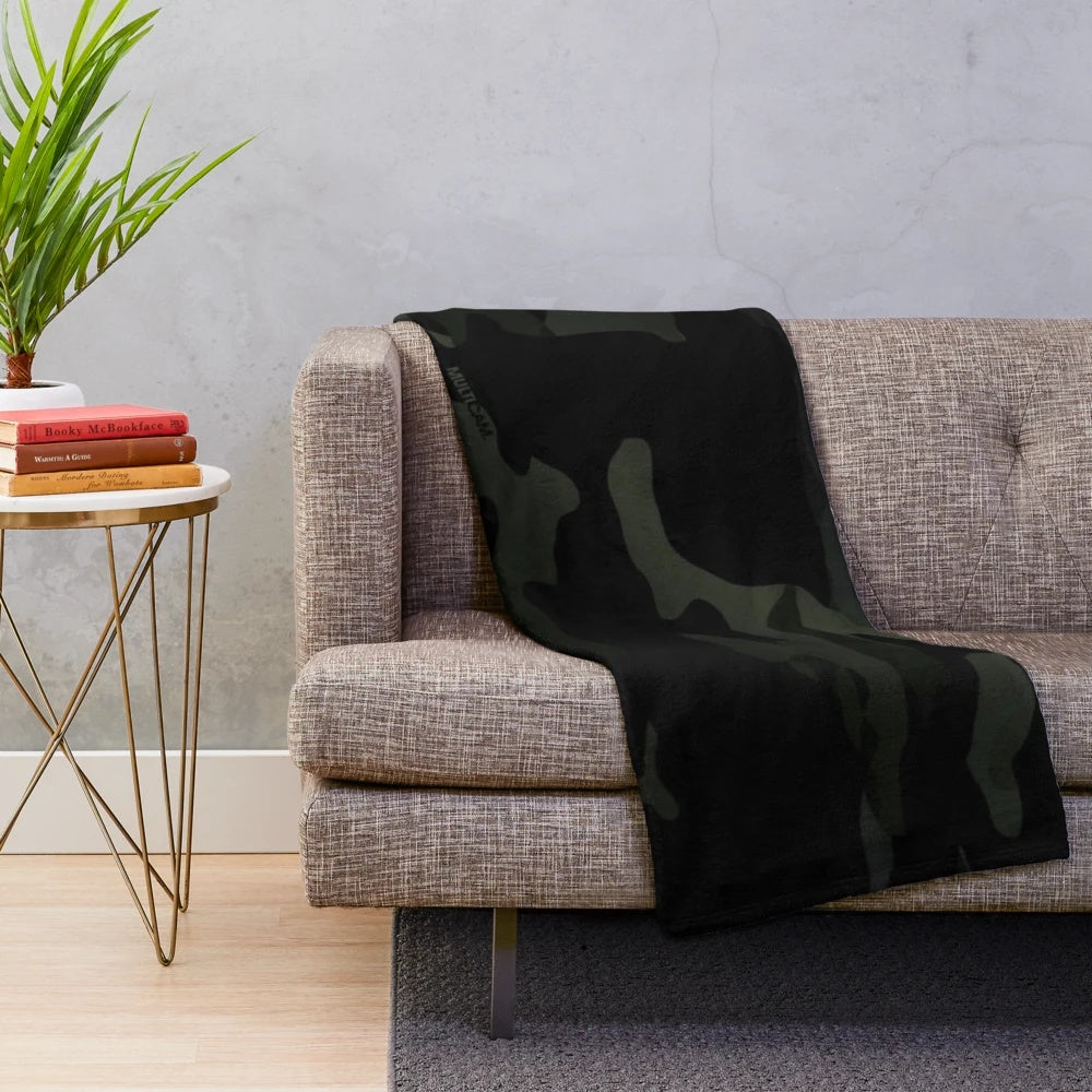 Multicam Black Camouflage Plush Blanket