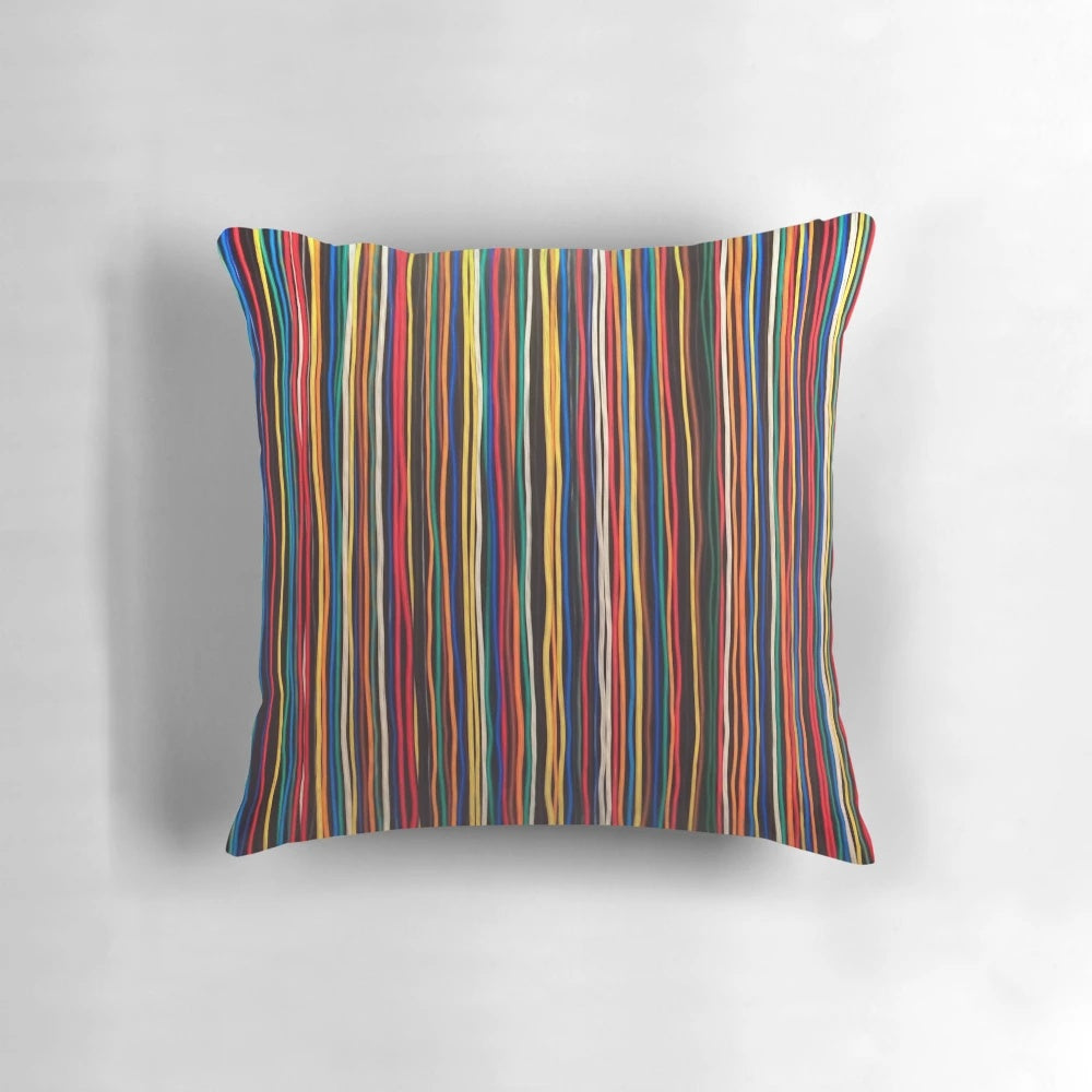 Multicolored abstract stripes design on a throw pillow