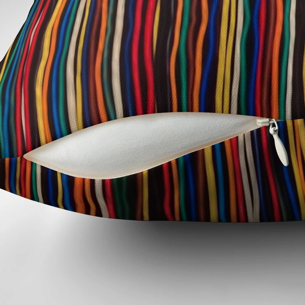 Multicolored abstract stripes design on a throw pillow