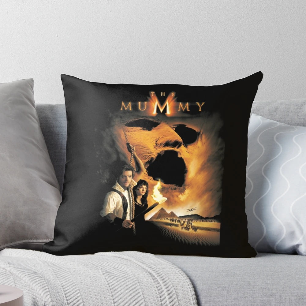 The Mummy Movie Artwork Decorative Pillow with Mummy Horror Theme