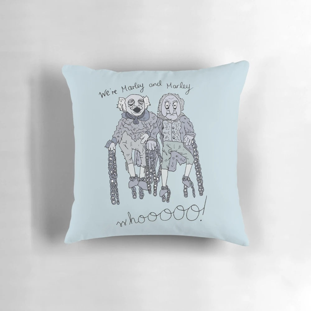 Muppet Christmas Carol Marley and Marley Pillow featuring characters from the classic film