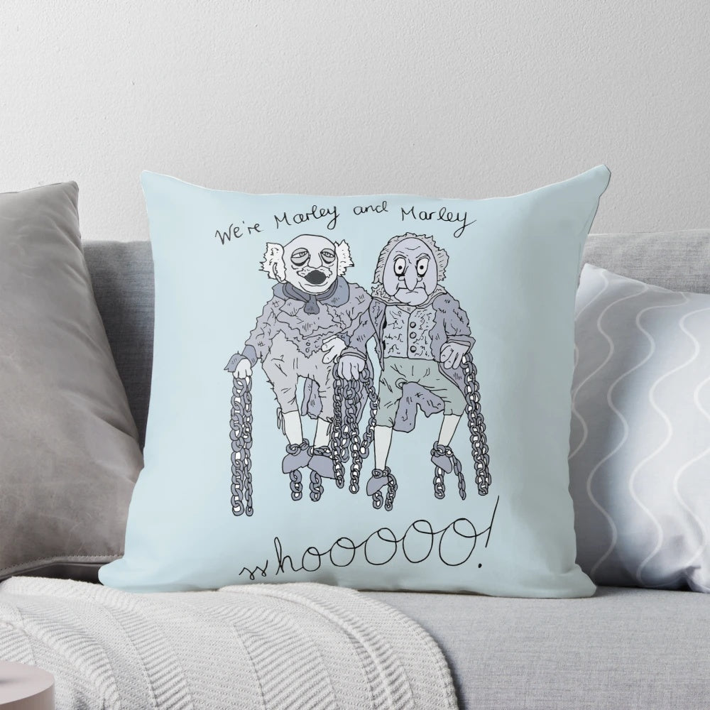 Muppet Christmas Carol Marley and Marley Pillow featuring characters from the classic film