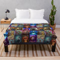 Muppet-inspired plush blanket with various Muppet character designs