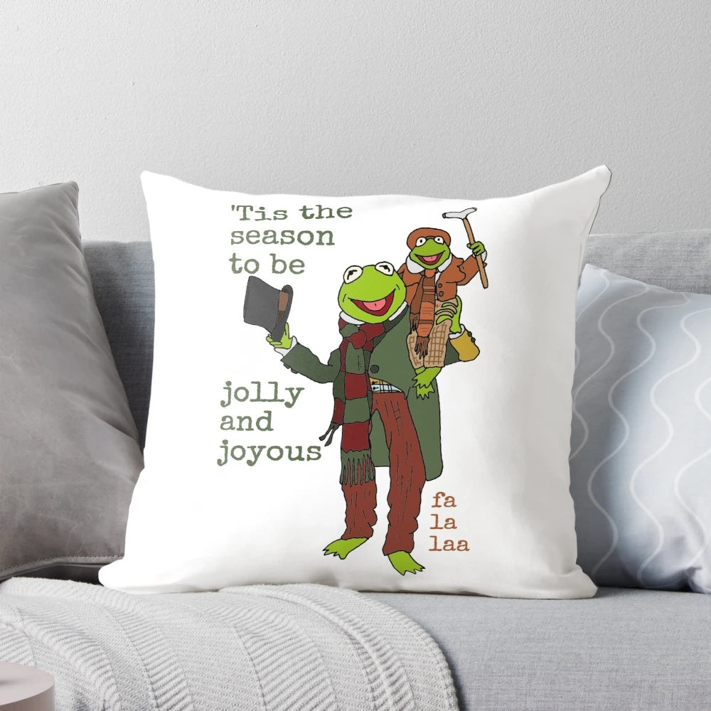 Muppet-inspired 'Tis the Season holiday throw pillow with Christmas carol quotes and characters