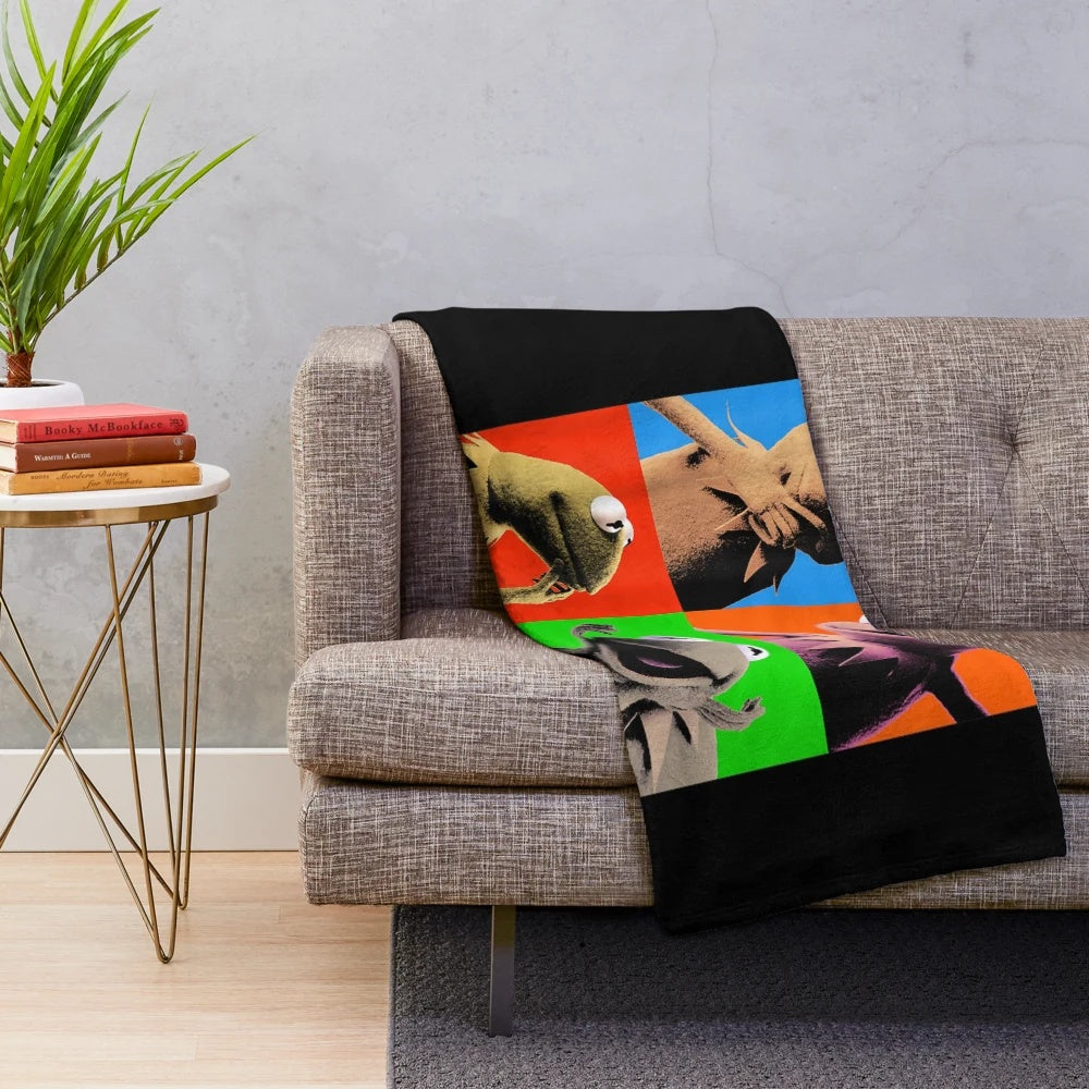 Muppets-inspired Kermit the Frog pop art design on a soft, cozy plush blanket
