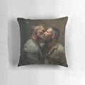 Muscle bear oil painting pillow featuring a strong, muscular man with a beard