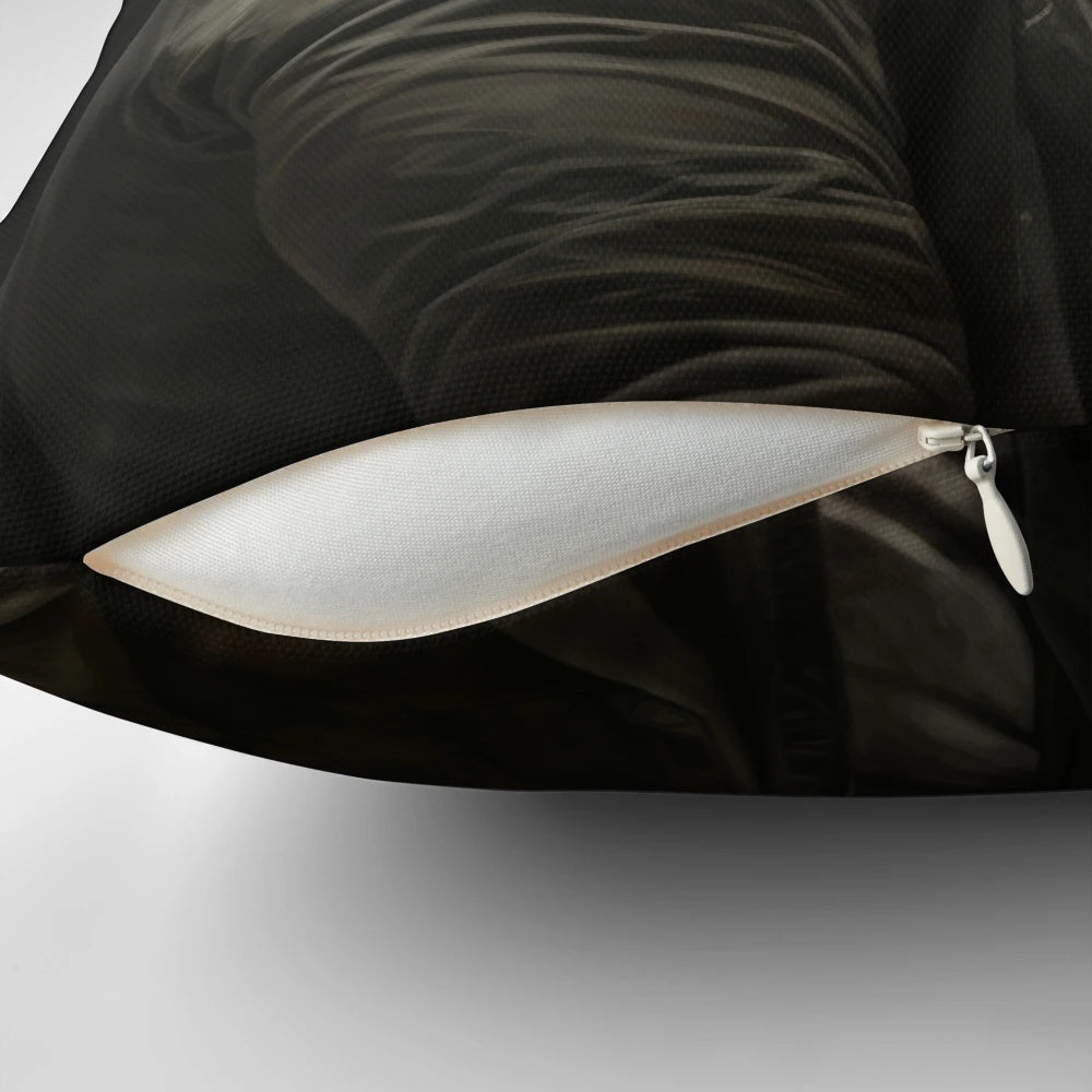 Muscle bear oil painting pillow featuring a strong, muscular man with a beard