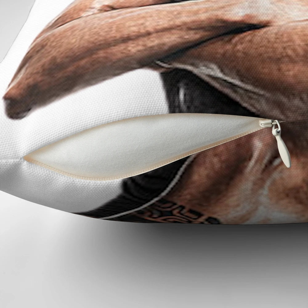 Decorative throw pillow featuring a muscular design inspired by Dwayne "The Rock" Johnson