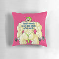 A plush, decorative pillow featuring a muscular, mustachioed Italian plumber graphic.