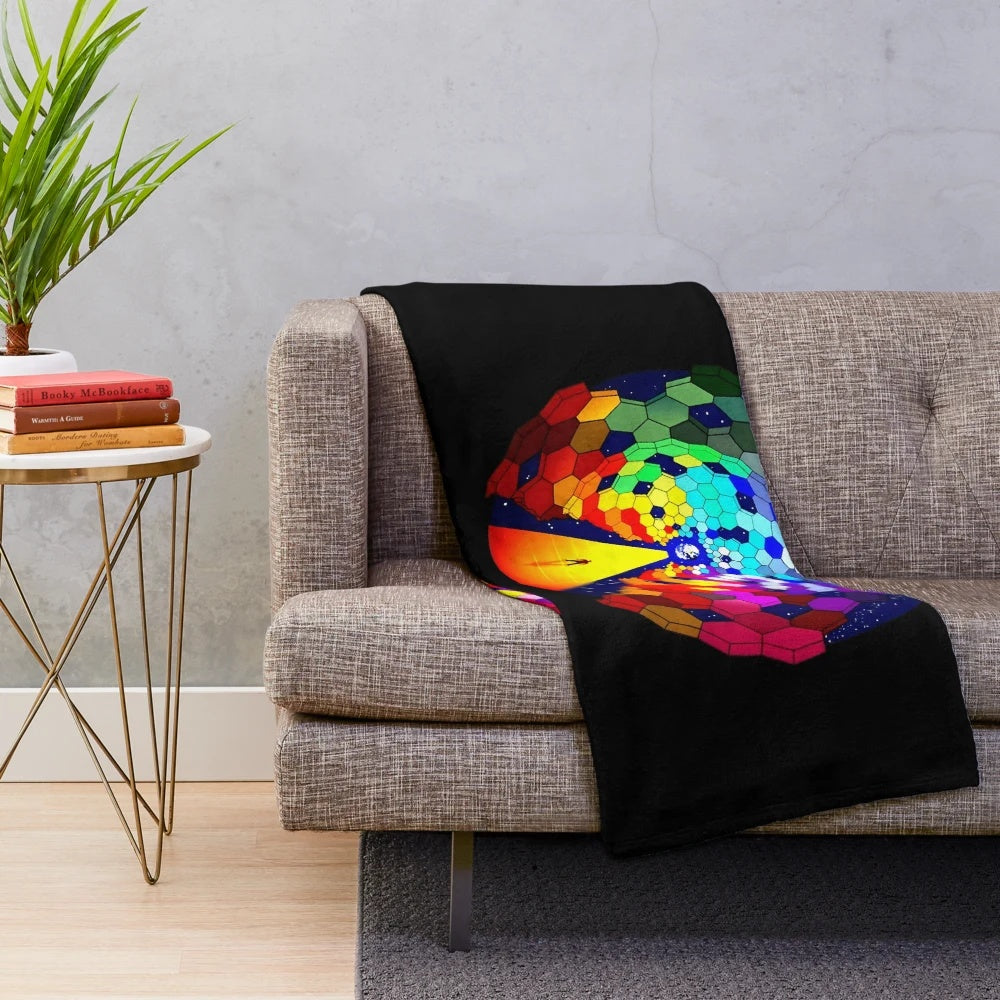 Muse-inspired plush blanket featuring a bird design and the word "simplicity