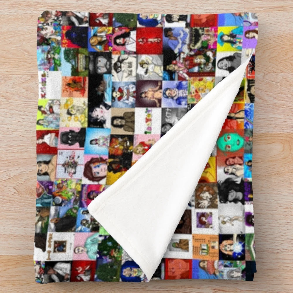 Music Collage Plush Blanket featuring an array of album cover art