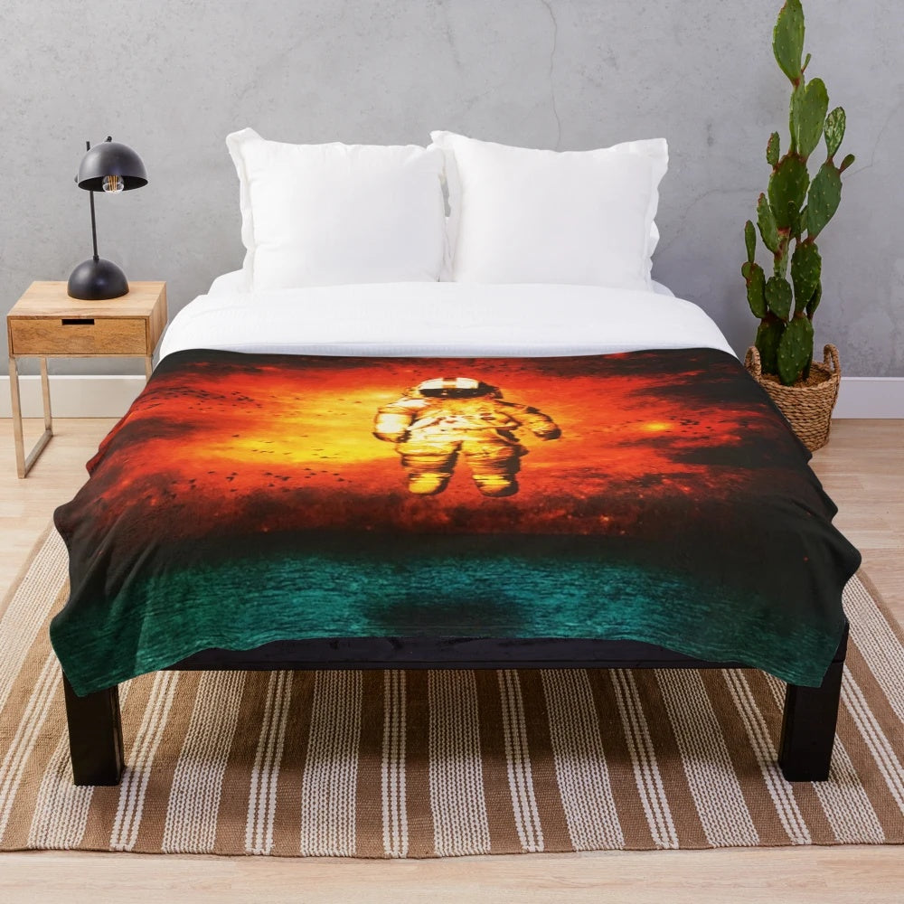 Plush blanket with abstract art and cloud pattern design inspired by music