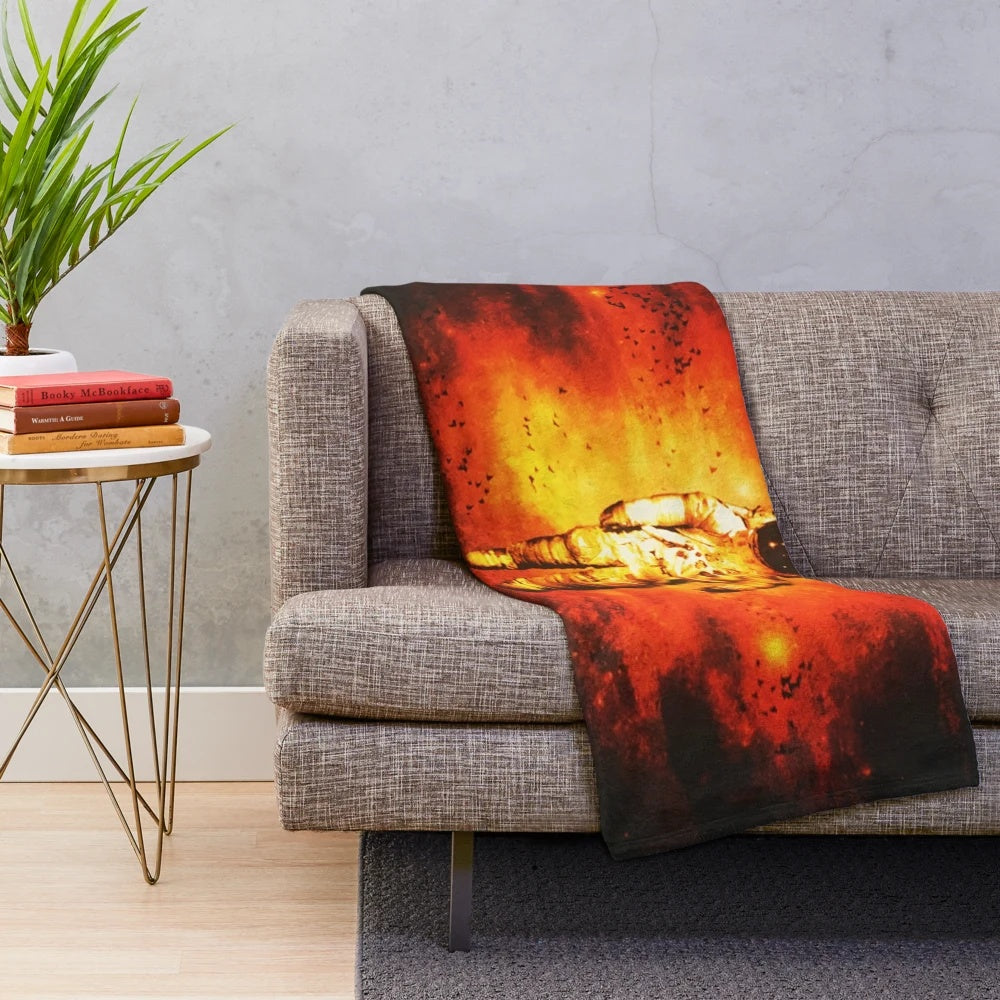 Plush blanket with abstract art and cloud pattern design inspired by music