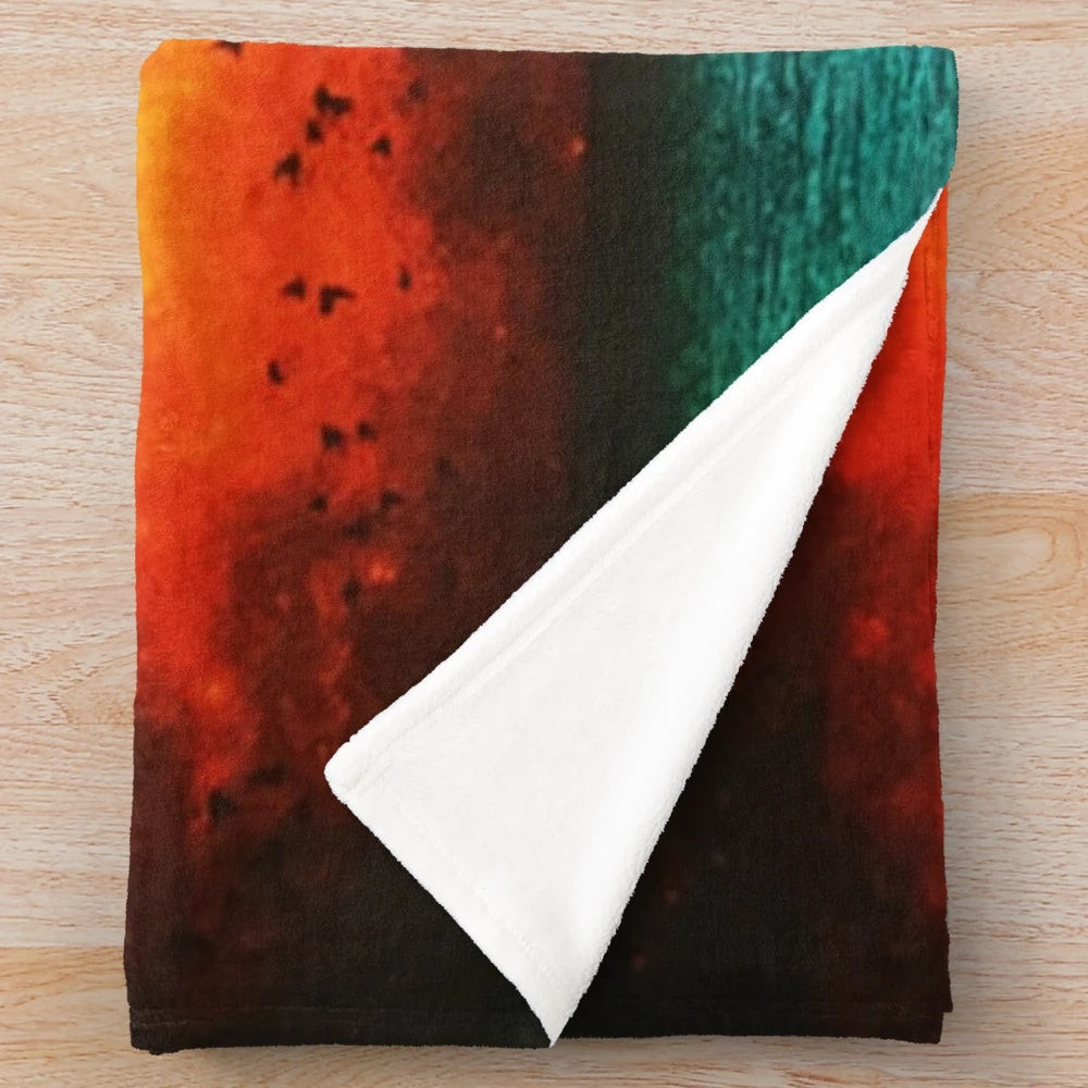 Plush blanket with abstract art and cloud pattern design inspired by music