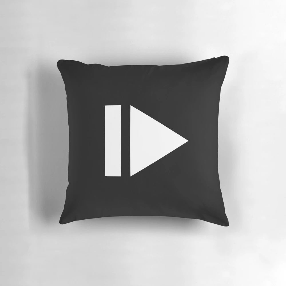 Music player play pause button home decor pillow for music enthusiasts